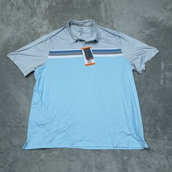 Flag & Anthem Madeflex Chest Stripe Polo XXL Light Blue Gray Shirt a0086 - Picture 1 of 9